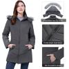 imageWULFUL Womens Winter Coats Long Warm Thicken Puffer Jackets Outwear With Removable Fur HoodDark Grey