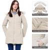 imageWULFUL Womens Winter Coats Long Warm Thicken Puffer Jackets Outwear With Removable Fur HoodKhaki