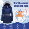 imageWULFUL Womens Winter Coats Long Warm Thicken Puffer Jackets Outwear With Removable Fur HoodNavy Blue