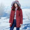 imageWULFUL Womens Winter Coats Long Warm Thicken Puffer Jackets Outwear With Removable Fur HoodWine Red