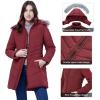 imageWULFUL Womens Winter Coats Long Warm Thicken Puffer Jackets Outwear With Removable Fur HoodWine Red
