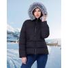 imageWULFUL Womens Winter Coats Warm Lightweight Thicken Puffer Jackets with FauxFur HoodBlack