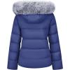 imageWULFUL Womens Winter Coats Warm Lightweight Thicken Puffer Jackets with FauxFur HoodNavy Blue