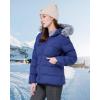 imageWULFUL Womens Winter Coats Warm Lightweight Thicken Puffer Jackets with FauxFur HoodNavy Blue