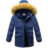 imageWULFUL Boys Winter Coat Waterproof Fleece Lined Parka Jackets Kids Hooded Puffer OuterwearNavy