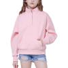 imageWULFUL Girls Casual Half Zipper Sweatshirts Long Sleeve Fashion Pullovers for Teen GirlsPink