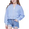 imageWULFUL Girls Casual Zipper up Sweatshirts Crop Jackets for TeensSky Blue