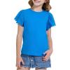 imageWULFUL Girls Shirts Fashion Cotton Summer Short Sleeve Tops Casual TShirts 415 Years OldLake Blue