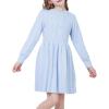 imageWULFUL Girls Sweater Dress Long Sleeve Button Pleated Casual Fall Winter Knit Dresses 512YLight Blue
