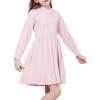 imageWULFUL Girls Sweater Dress Long Sleeve Button Pleated Casual Fall Winter Knit Dresses 512YLight Pink