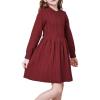 imageWULFUL Girls Sweater Dress Long Sleeve Button Pleated Casual Fall Winter Knit Dresses 512YWine Red