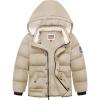 imageWULFUL Kids Boys Winter Coat Detachable Hat Puffer Windbreaker Warm Cotton Jacket Parka Down Outdoor CoatsBrown