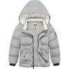 imageWULFUL Kids Boys Winter Coat Detachable Hat Puffer Windbreaker Warm Cotton Jacket Parka Down Outdoor CoatsGrey