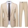imageWULFUL Mens 2 Piece Slim Fit Suit Set One Button Blazer Jacket Pants Tuxedo Set for Party Wedding and BusinessLight Brown