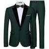 imageWULFUL Mens 2 Piece Slim Fit Suit Set One Button Blazer Jacket Pants Tuxedo Set for Prom Wedding and BusinessDark Green