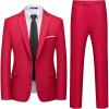 imageWULFUL Mens 2 Piece Suits Slim Fit Two Button Blazer Jacket Pants Set for PartyWedding and BusinessRed