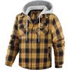 imageWULFUL Mens Cotton Plaid Shirts Jacket Fleece Lined Flannel Shirts with HoodBlack Yellow976