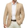 imageWULFUL Mens Herringbone Blazer Jacket Lightweight Casual Sport Coat One Button Suit JacketsKhaki