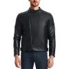imageWULFUL Mens Leather Jackets Faux Bomber Jacket for Men Motorcycle Lapel Asymmetric ZipUp Slim Fit Biker CoatBlack008