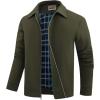 imageWULFUL Mens Lightweight Jackets Casual Windbreaker Stylish Light Golf Work Dress BusinessArmy Green