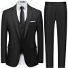 imageWULFUL Mens Slim Fit 3 Piece Suit One Button Solid Blazer Business Party Jacket Vest Pants SetBlack