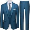 imageWULFUL Mens Slim Fit 3 Piece Suit One Button Solid Blazer Business Party Jacket Vest Pants SetBlue