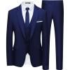 imageWULFUL Mens Slim Fit Suit One Button 3Piece Blazer Dress Business Wedding Party Jacket Vest ampamp PantBlue