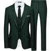 imageWULFUL Mens Slim Fit Suit One Button 3Piece Blazer Dress Business Wedding Party Jacket Vest ampamp PantDark Green