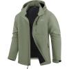 imageWULFUL Mens Softshell Jacket Waterproof Lightweight Insulated Windbreaker Fleece Lined Rain Shell Jacket for Hiking TravelArmy Green
