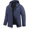 imageWULFUL Mens Softshell Jacket Waterproof Lightweight Insulated Windbreaker Fleece Lined Rain Shell Jacket for Hiking TravelNavy