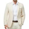 imageWULFUL Mens Sport Coats Blazers Linen Cotton Blazer Regular Fit One Button Suit Jacket with 2 PocketsWhite