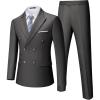 imageWULFUL Mens Suits Slim Fit 2 Piece Double Breasted Suit Men Tuxedo Blazer Jacket and Dress Pants Set for Business WeddingDark Grey
