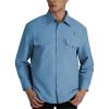 imageWULFUL Mens Sun Protection Fishing Shirts UPF 50 UV Lightweight Quick Dry Cooling Button Down Shirts for Work Hiking SafariBlue