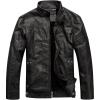 imageWULFUL Mens Vintage Stand Collar Leather Jacket Motorcycle PU Jacket and Coat