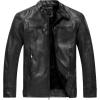imageWULFUL Mens Vintage Stand Collar Leather Jacket Motorcycle PU Jacket and CoatBlack8806