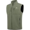 imageWULFUL Mens Windproof Lightweight Golf Vest Outerwear with Pockets Softshell Sleeveless Jacket for Running Hiking SportsArmy Green