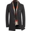 imageWULFUL Mens Wool Blend Winter Coat Slim Fit Short Trenchcoat Warm Business Jacket with Detachable Soft Wool ScarfBlack 01
