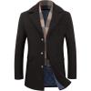 imageWULFUL Mens Wool Blend Winter Coat Slim Fit Short Trenchcoat Warm Business Jacket with Detachable Soft Wool ScarfBlack 02