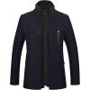 imageWULFUL Mens Wool Blend Winter Coat Slim Fit Short Trenchcoat Warm Business Jacket with Detachable Soft Wool ScarfBlack1718