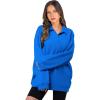 imageWULFUL Sweatshirts for Women Ribbed Corduroy Pullover Hoodies Fall Outfits 2024 Winter ClothesBlue