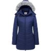 imageWULFUL Womens Winter Coats Long Warm Thicken Puffer Jackets Outwear With Removable Fur HoodNavy Blue