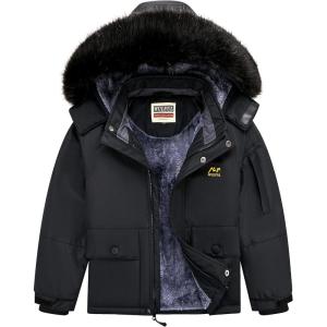 imageWULFUL Boys Ski Jacket Winter Snow Coat with Hood