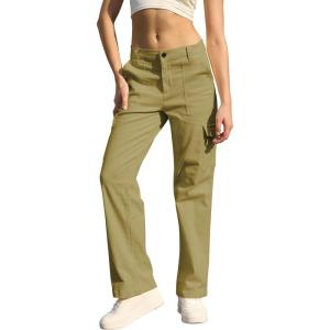 imageWULFUL Cargo Pants for Women High Waisted Casual Pants Straight Stretchy Wide Leg Y2K Streetwear with 6 PocketsArmy Green