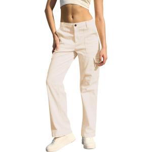 imageWULFUL Cargo Pants for Women High Waisted Casual Pants Straight Stretchy Wide Leg Y2K Streetwear with 6 PocketsBeige