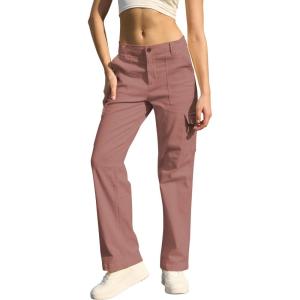 imageWULFUL Cargo Pants for Women High Waisted Casual Pants Straight Stretchy Wide Leg Y2K Streetwear with 6 PocketsBrown
