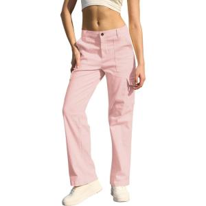 imageWULFUL Cargo Pants for Women High Waisted Casual Pants Straight Stretchy Wide Leg Y2K Streetwear with 6 PocketsPink