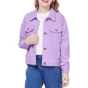 imageWULFUL Girls Fashion Button Down Corduroy Jackets Casual Fall Jackets Teen Girl OuterwearPurple