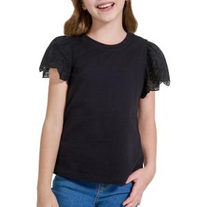imageWULFUL Girls Shirts Fashion Cotton Summer Short Sleeve Tops Casual TShirts 415 Years OldBlack