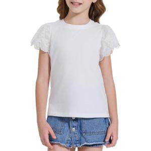 imageWULFUL Girls Shirts Fashion Cotton Summer Short Sleeve Tops Casual TShirts 415 Years OldWhite