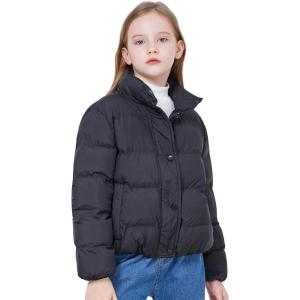 imageWULFUL Girls Winter Puffer Jacket Lightwight Warm Coat ShortBlack